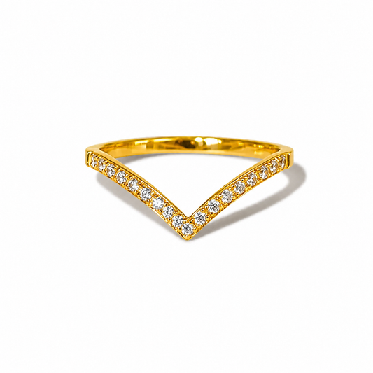 V Shape CZ Ring - Stainless Steel