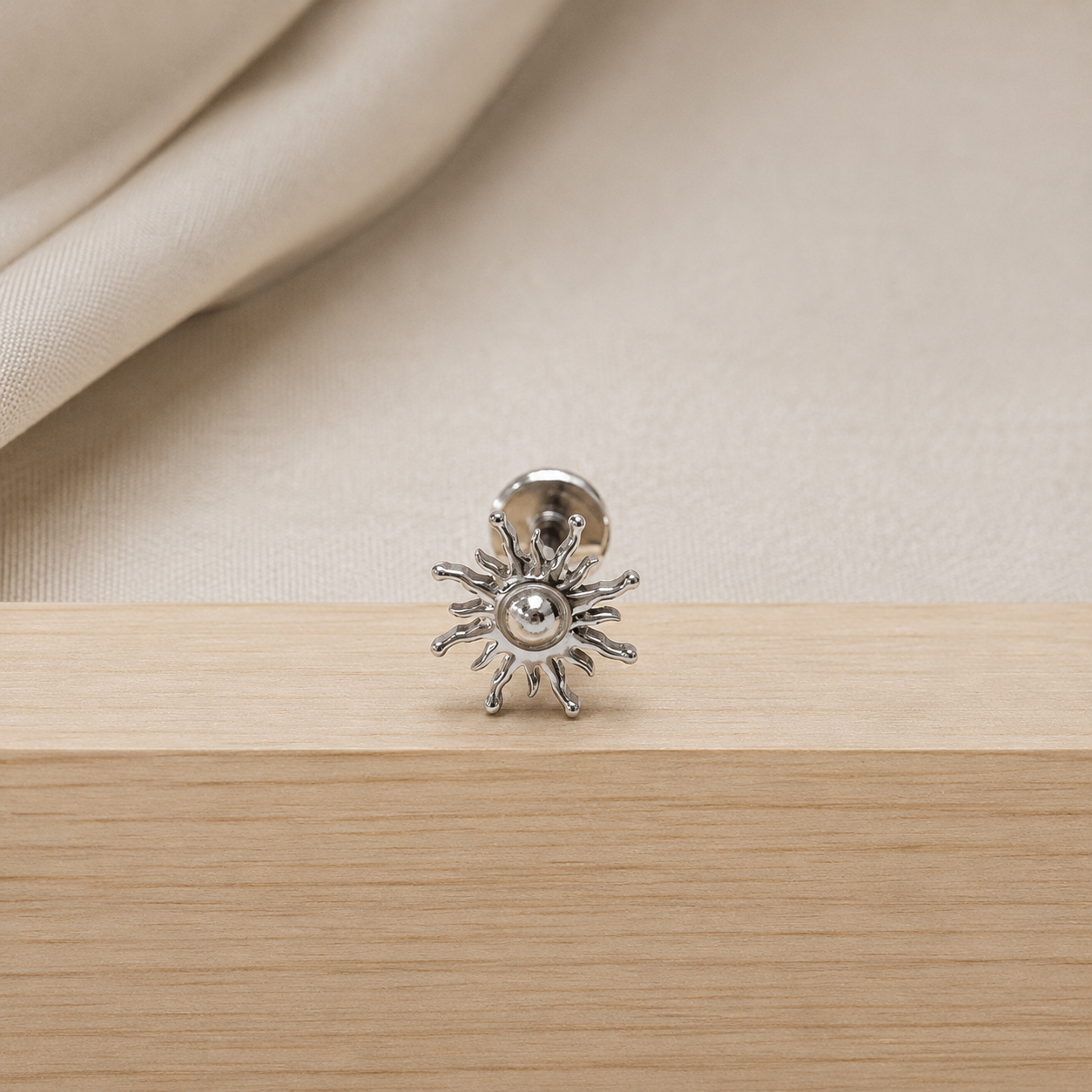 F136 Titanium Sun Flat Back Stud