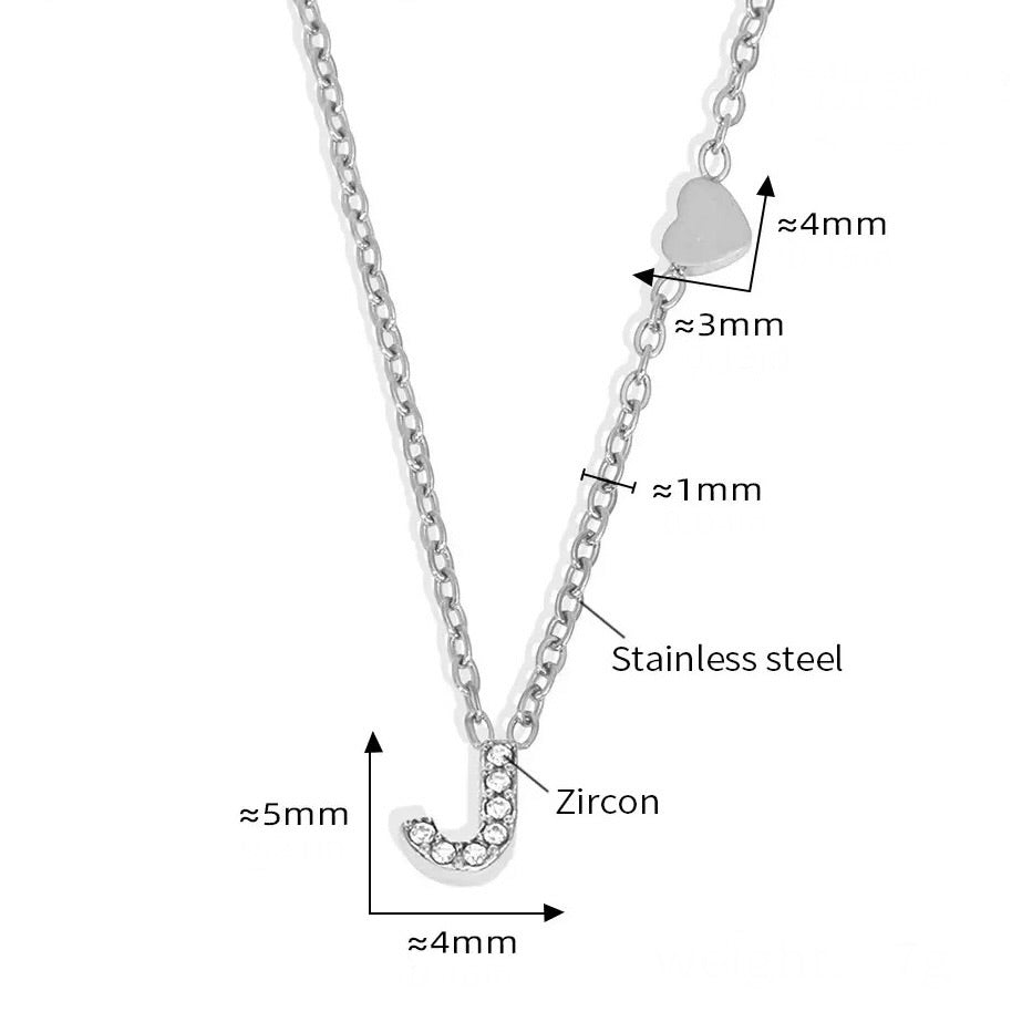 Stainless Steel Initial Letter Necklace - Silver