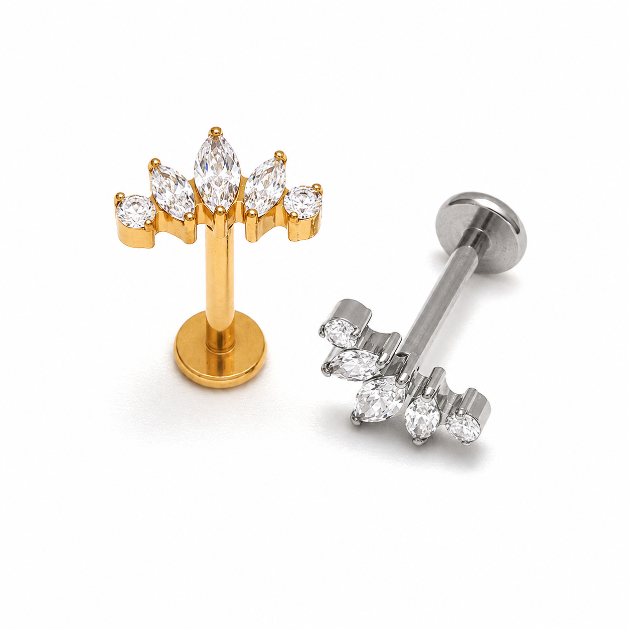 Titanium Crown CZ Flat Back Stud