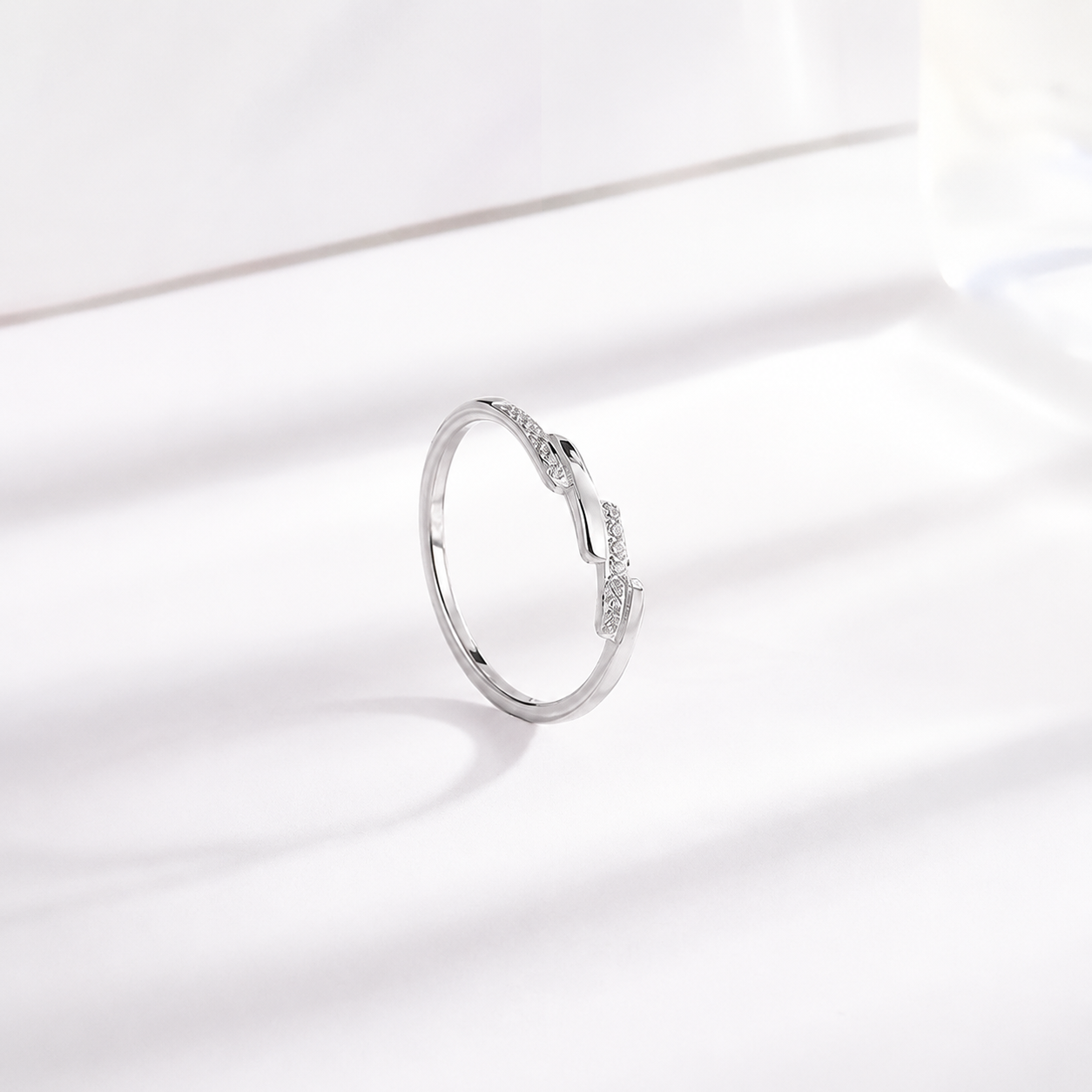 Stainless Steel Wave CZ Ring