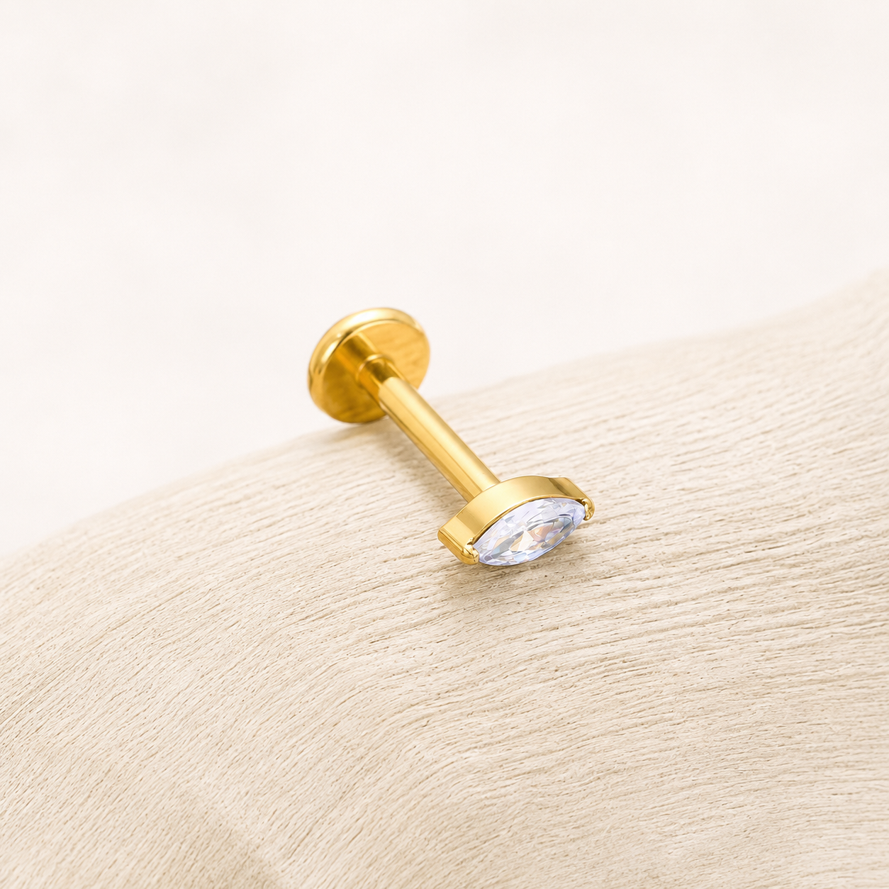 Titanium Marquise CZ Flat Back Stud