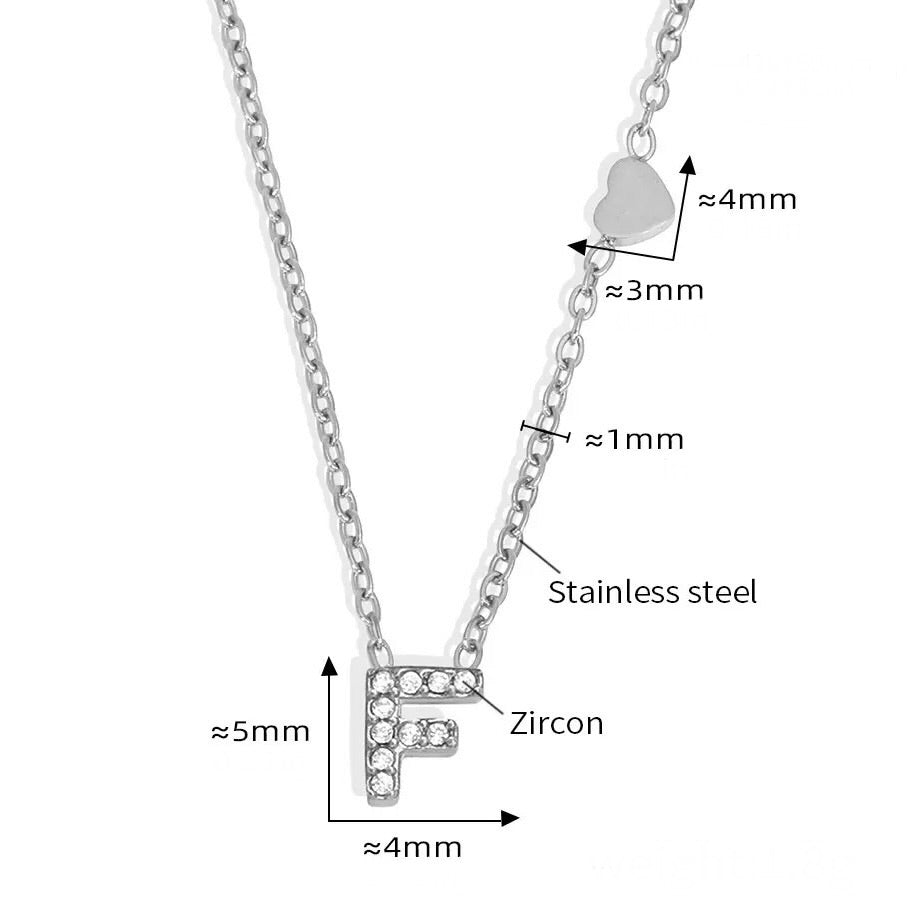 Stainless Steel Initial Letter Necklace - Silver
