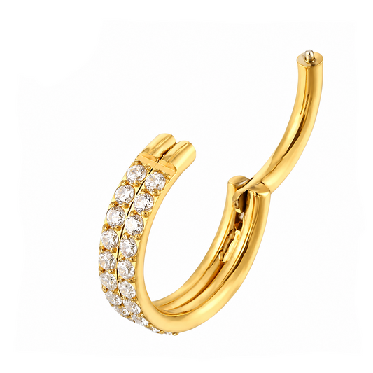 Double Row CZ Hinged Nose Hoop Ring – G23 Titanium