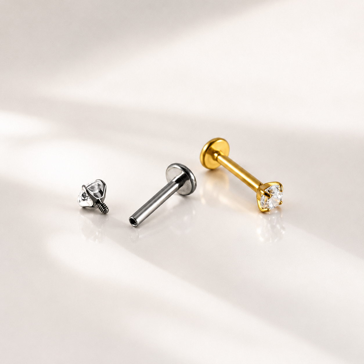 G23 Titanium Cubic Zirconia Flat Back Stud