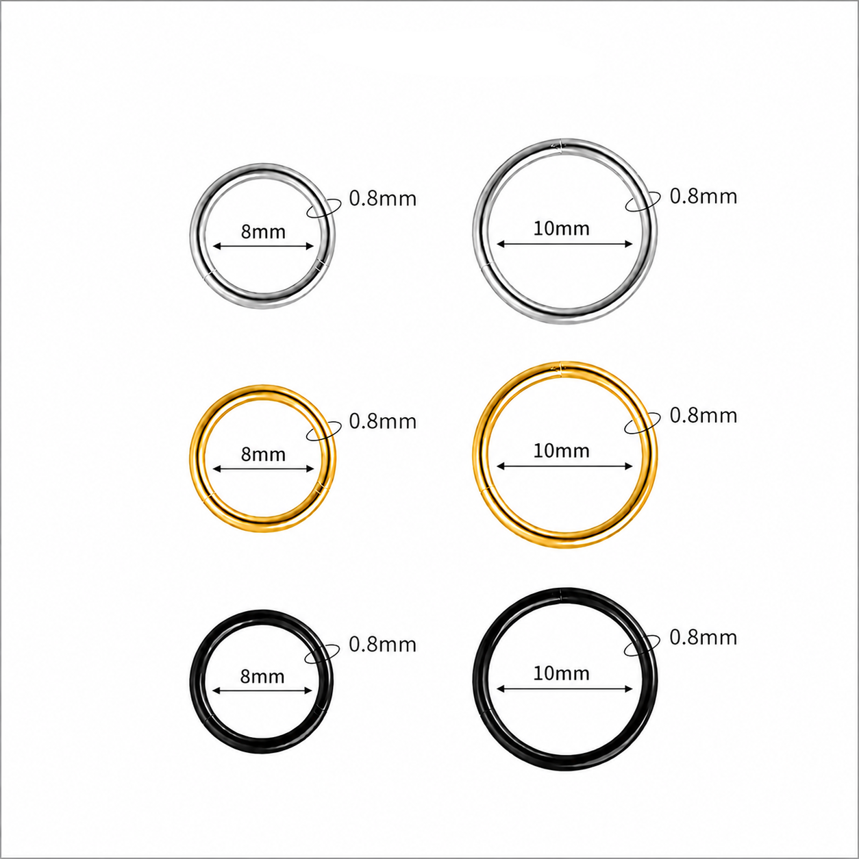 G23 Implant Grade Titanium Hinged Nose Hoop Ring