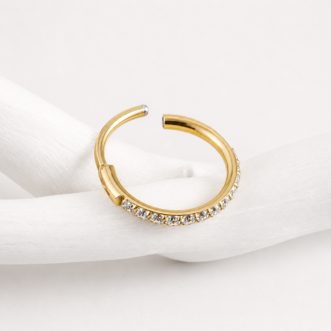 CZ Hinged Nose Hoop Ring – G23 Titanium