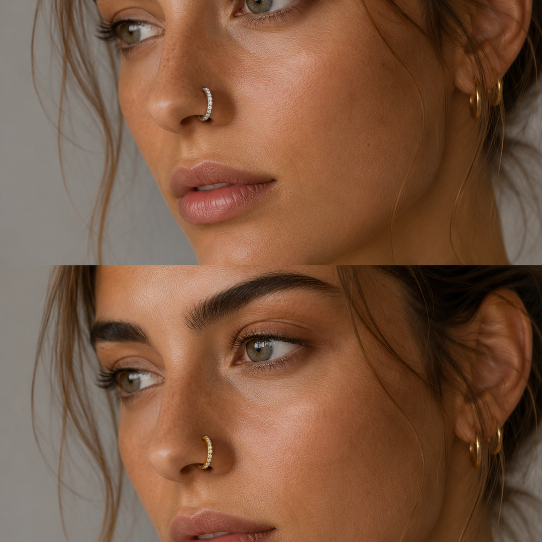 CZ Hinged Nose Hoop Ring – G23 Titanium
