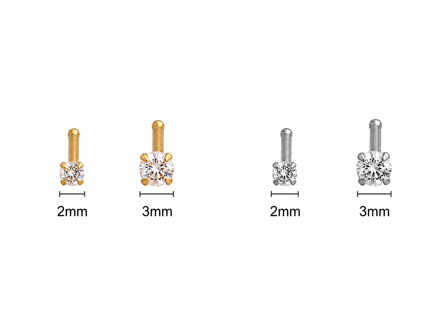 Straight Round CZ Nose Stud
