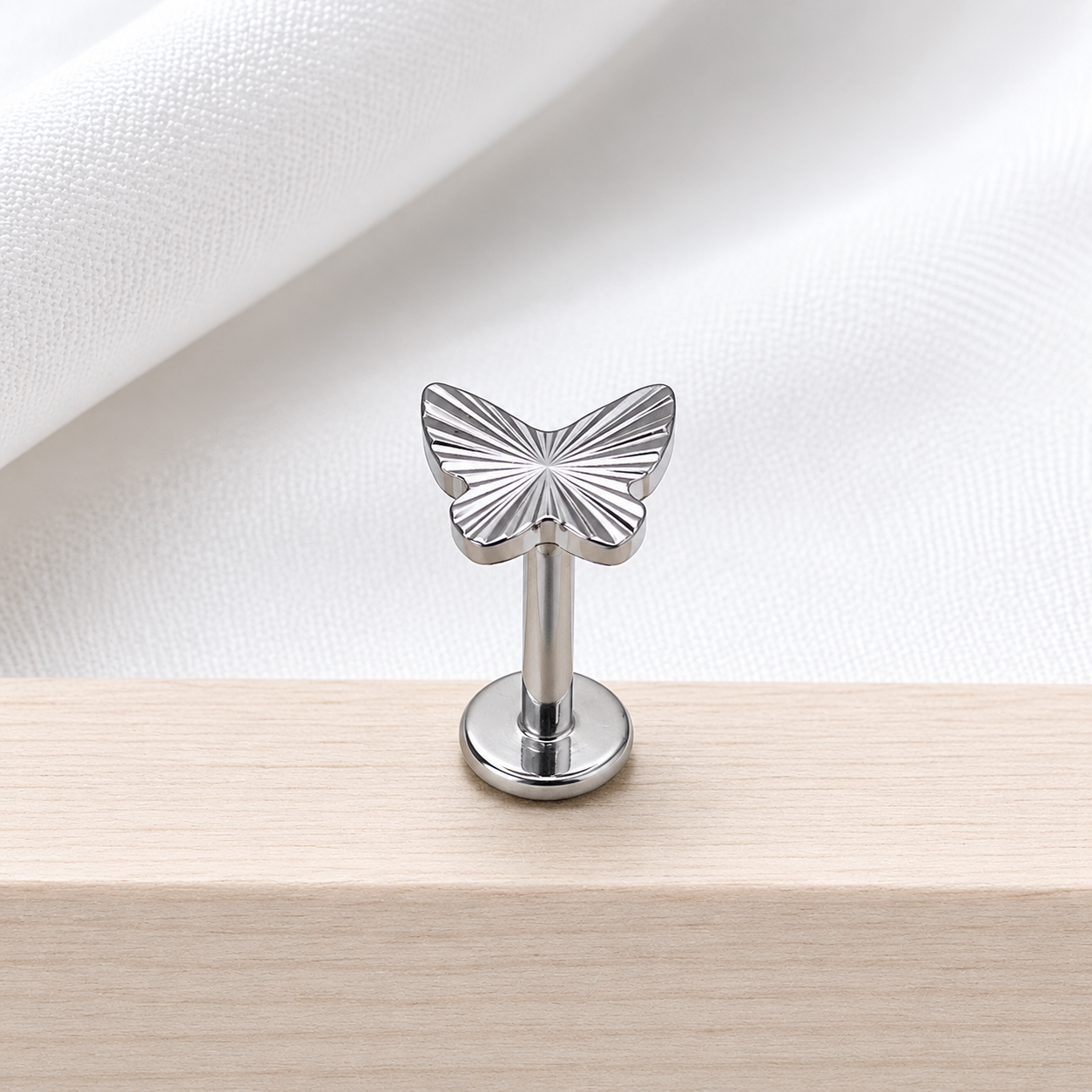 Titanium Butterfly Flat Back Stud