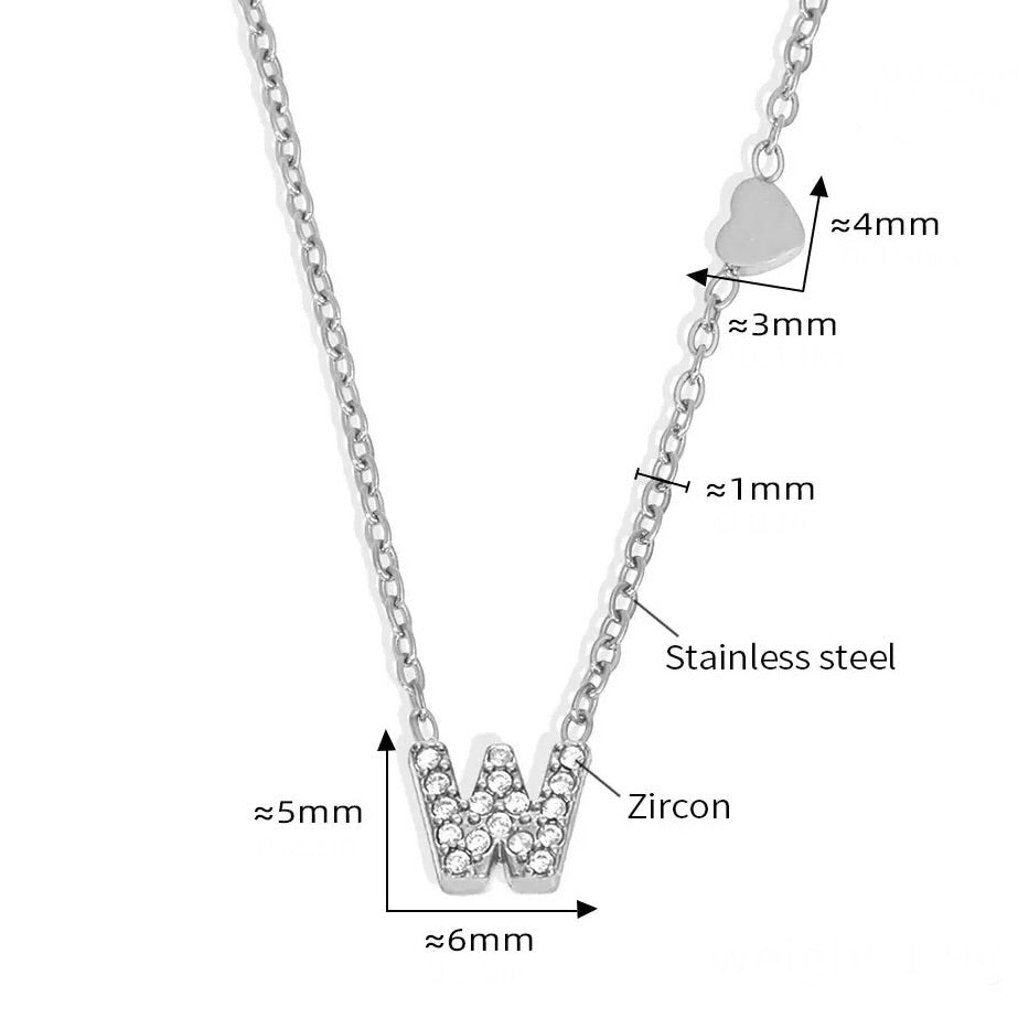 Stainless Steel Initial Letter Necklace - Silver