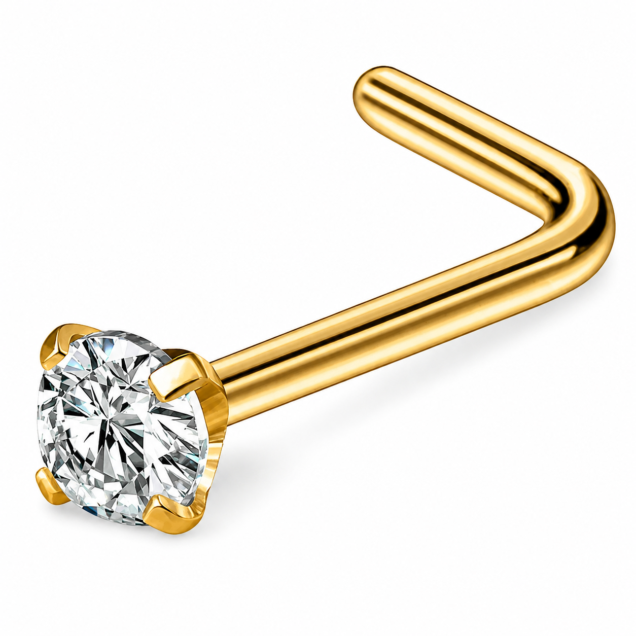 L Bend Round CZ Nose Stud