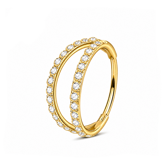 20GA Crossover Double Row CZ Hinged Nose Hoop Ring – G23 Titanium