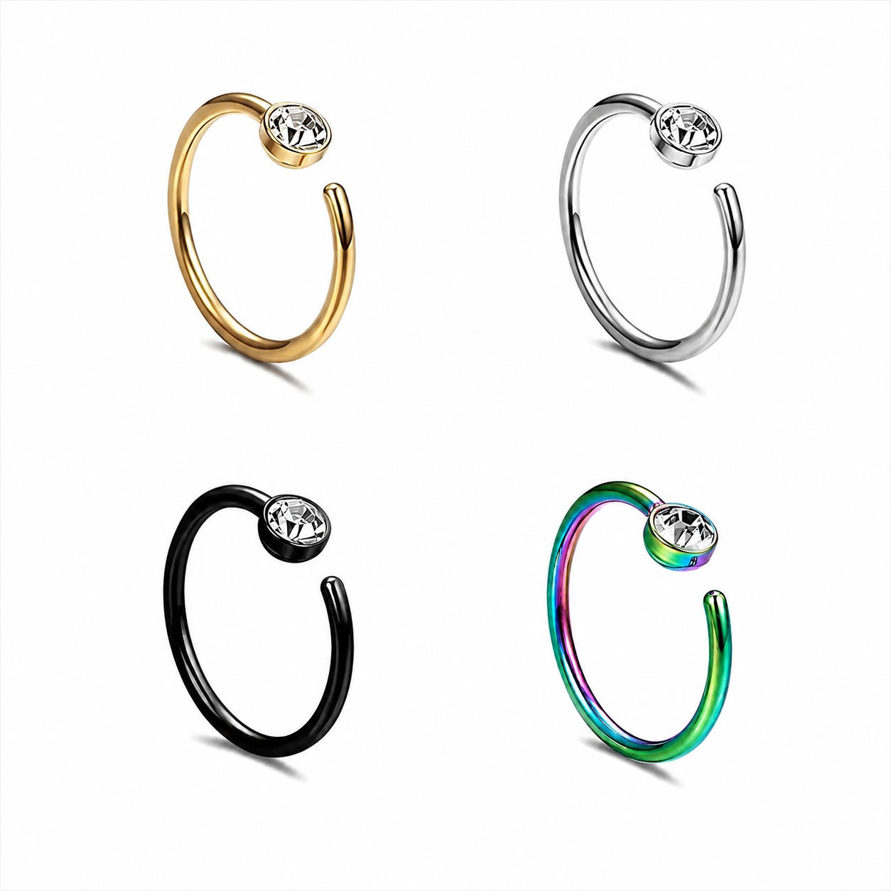 CZ Nose Hoop Ring – 20G 316L Surgical Steel