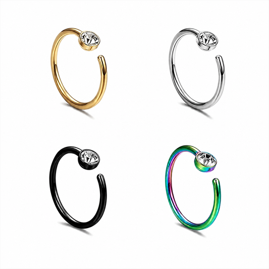 CZ Nose Hoop Ring – 20G 316L Surgical Steel