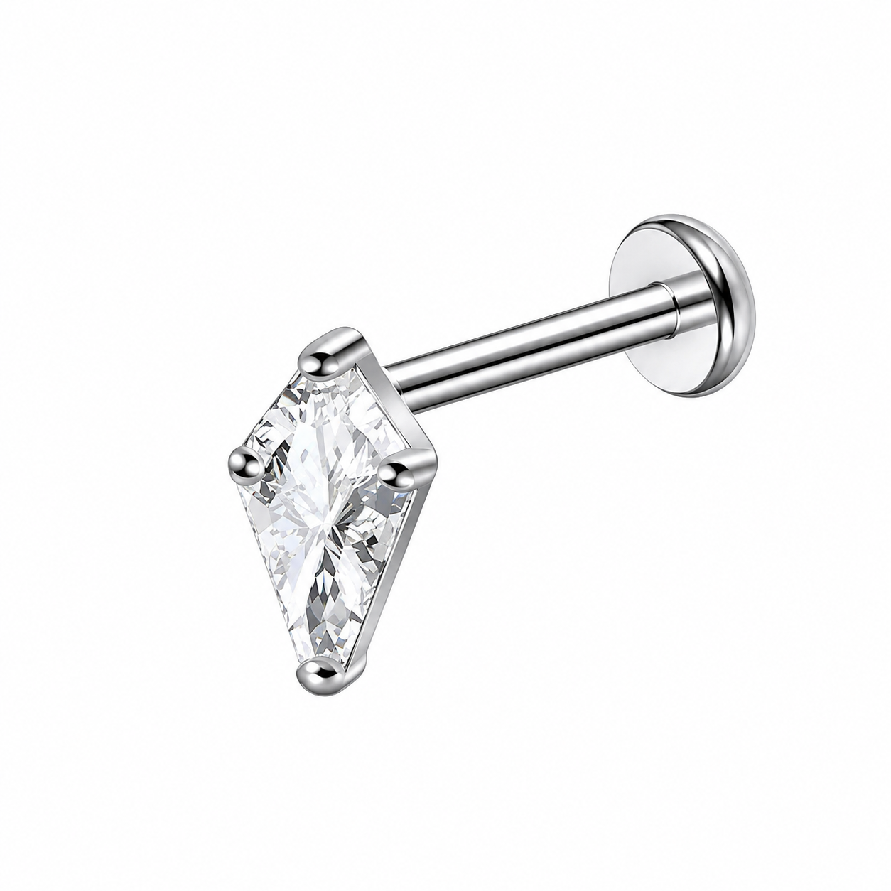 Titanium Kite CZ Flat Back Stud