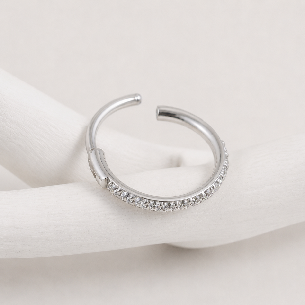 CZ Hinged Nose Hoop Ring – G23 Titanium