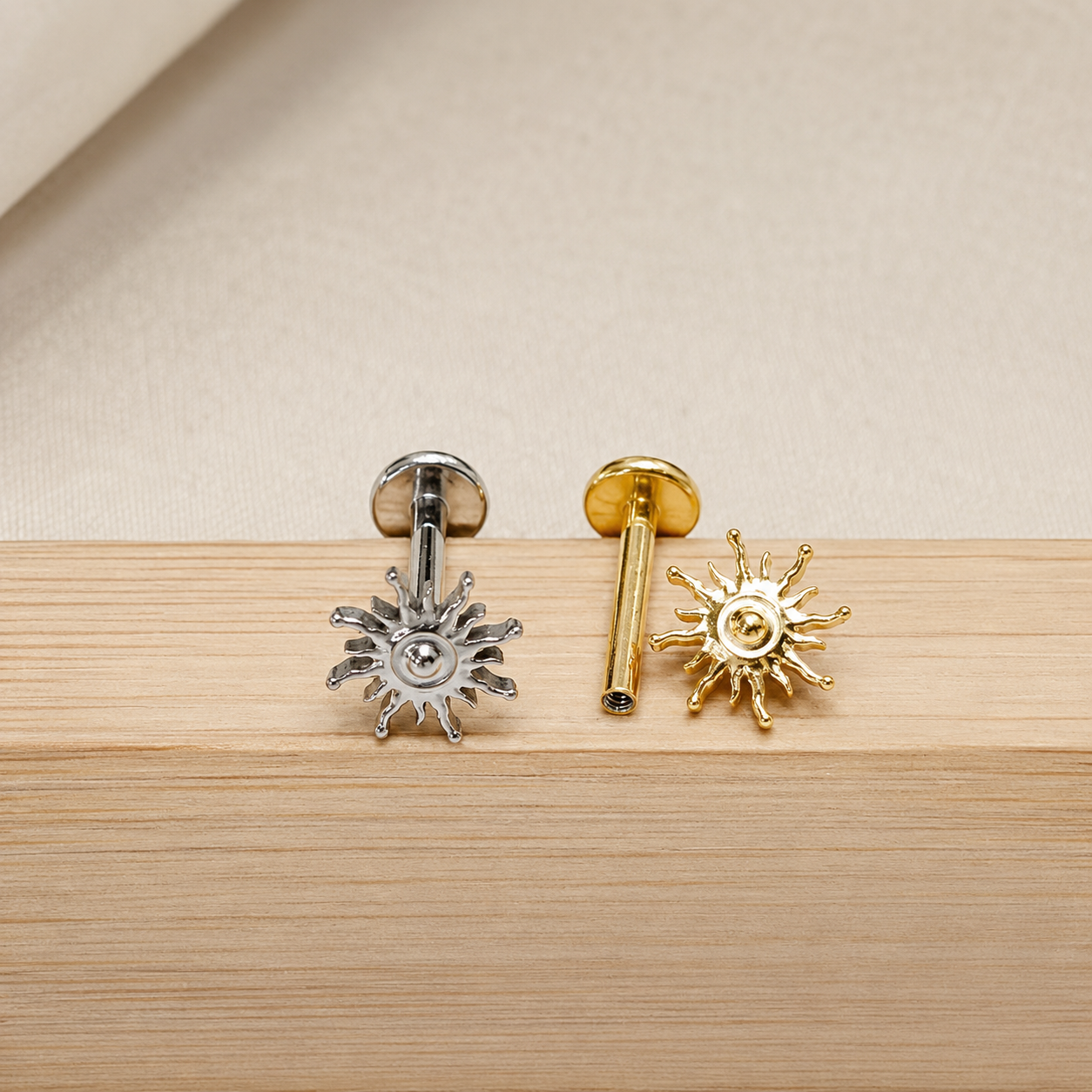 F136 Titanium Sun Flat Back Stud