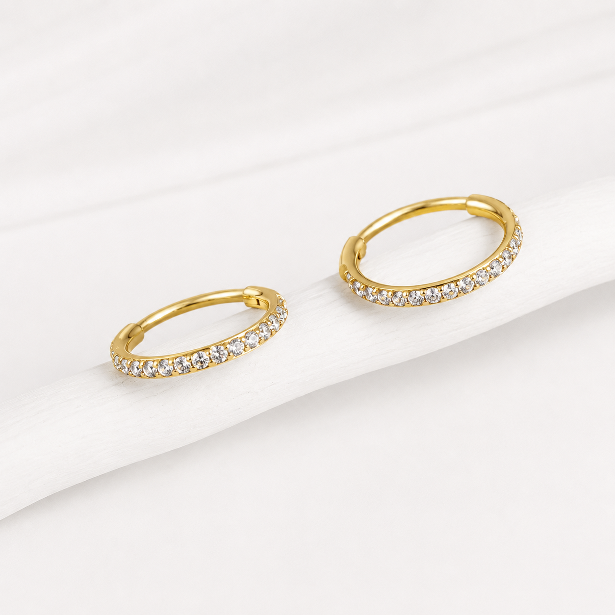 CZ Hinged Nose Hoop Ring – G23 Titanium