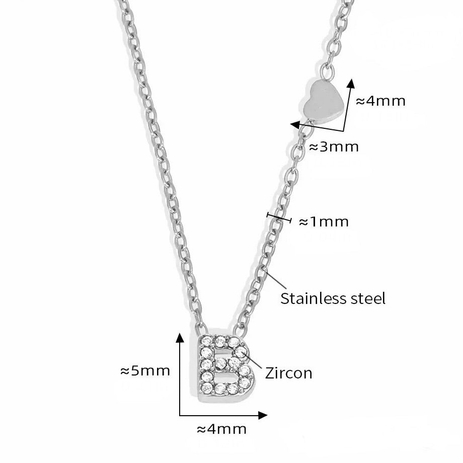 Stainless Steel Initial Letter Necklace - Silver