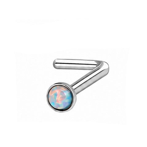 Opal L Bend Nose Stud – 316L Surgical Steel