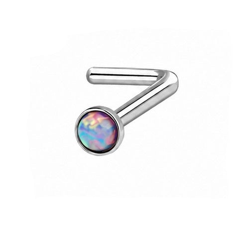 Opal L Bend Nose Stud – 316L Surgical Steel