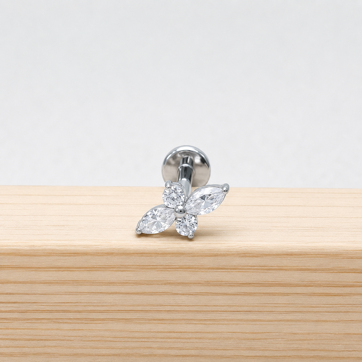 Titanium 4 Marquise CZ Flat Back Stud