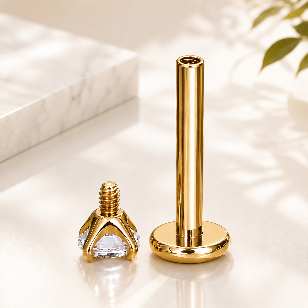 G23 Titanium Cubic Zirconia Flat Back Stud