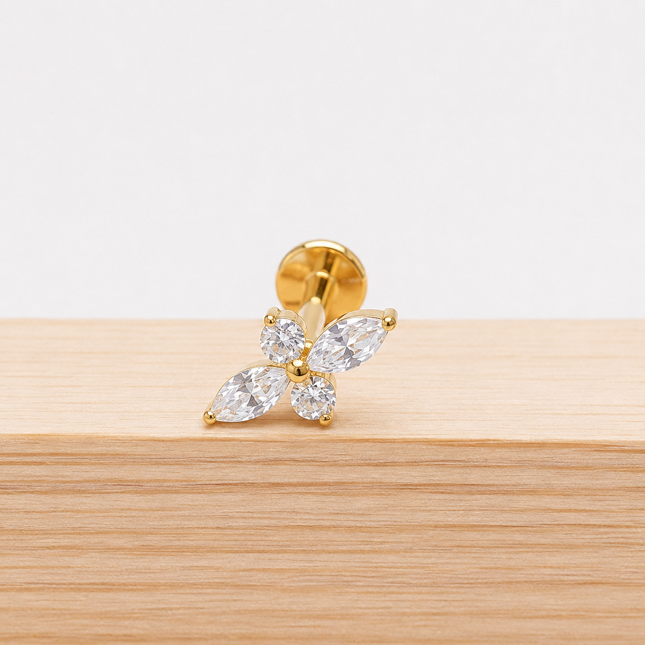 Titanium 4 Marquise CZ Flat Back Stud