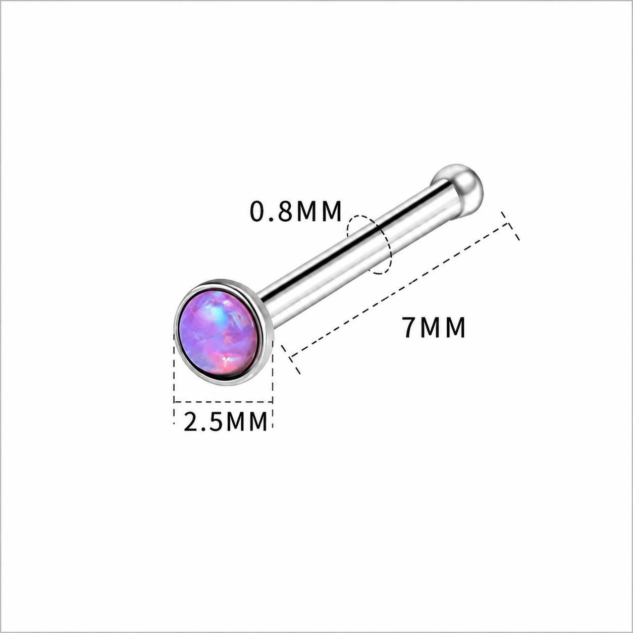 Opal Straight Nose Stud – 316L Surgical Steel