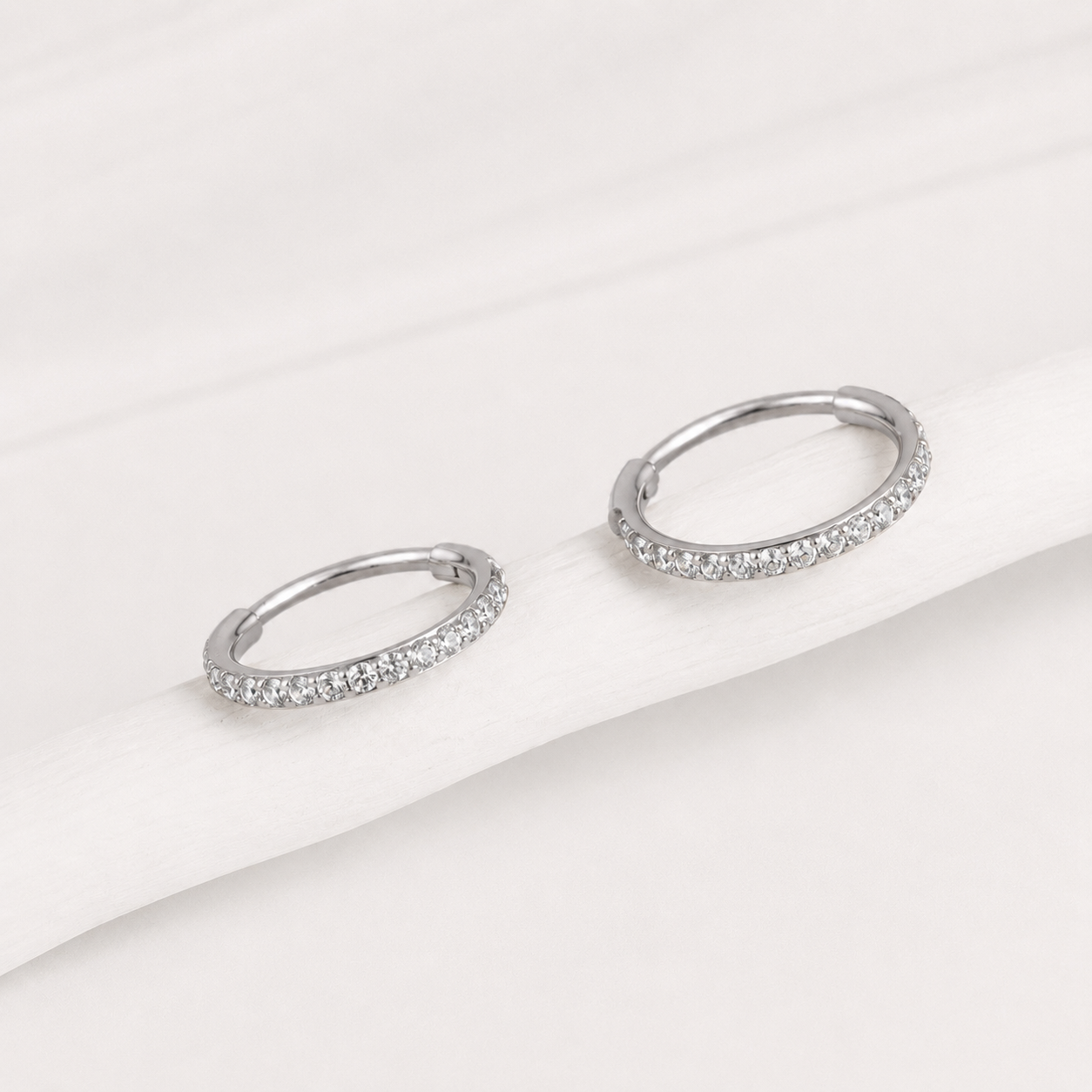 CZ Hinged Nose Hoop Ring – G23 Titanium