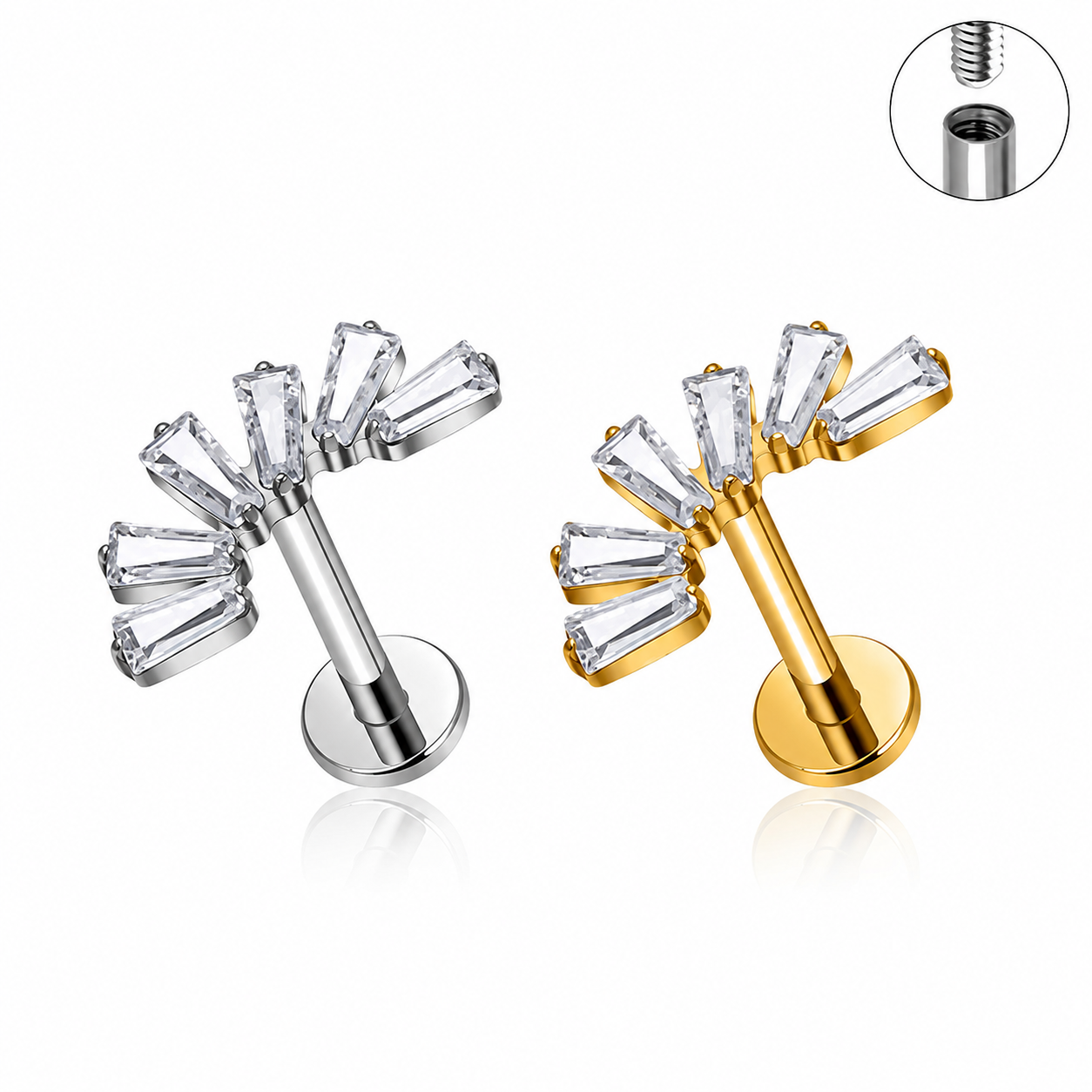 Titanium Fan CZ Flat Back Stud