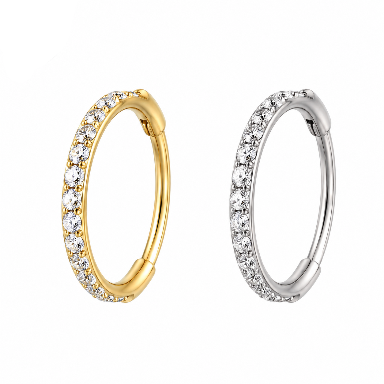 CZ Hinged Nose Hoop Ring – G23 Titanium