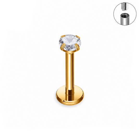 G23 Titanium Cubic Zirconia Flat Back Stud