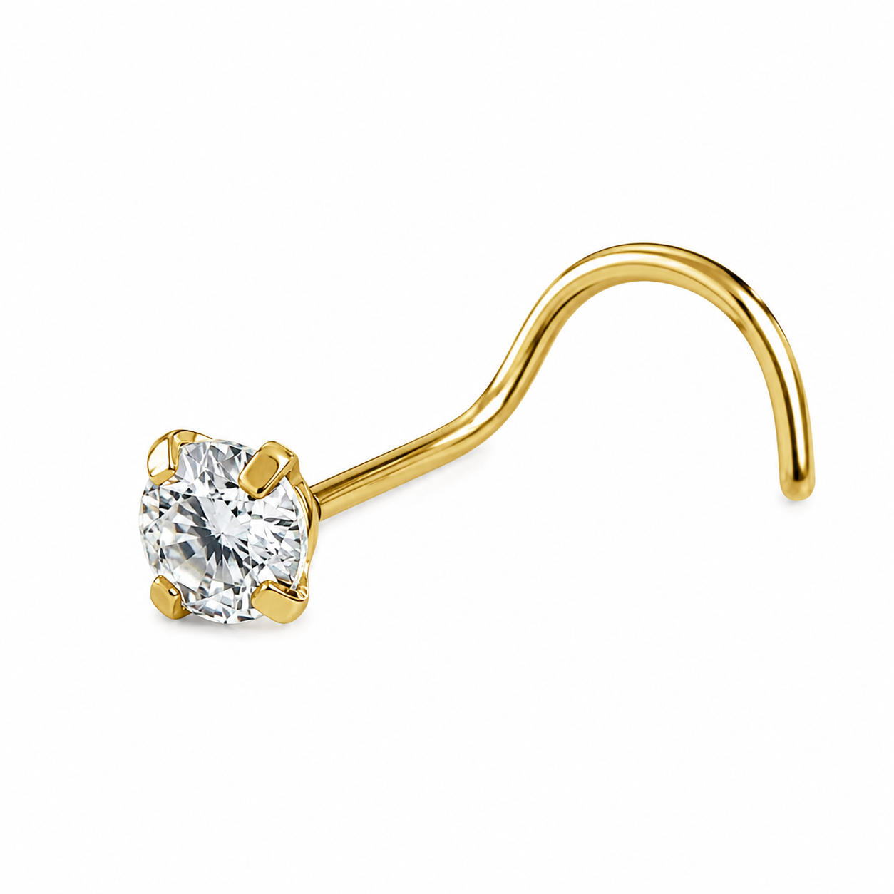 Screw Round CZ Nose Stud