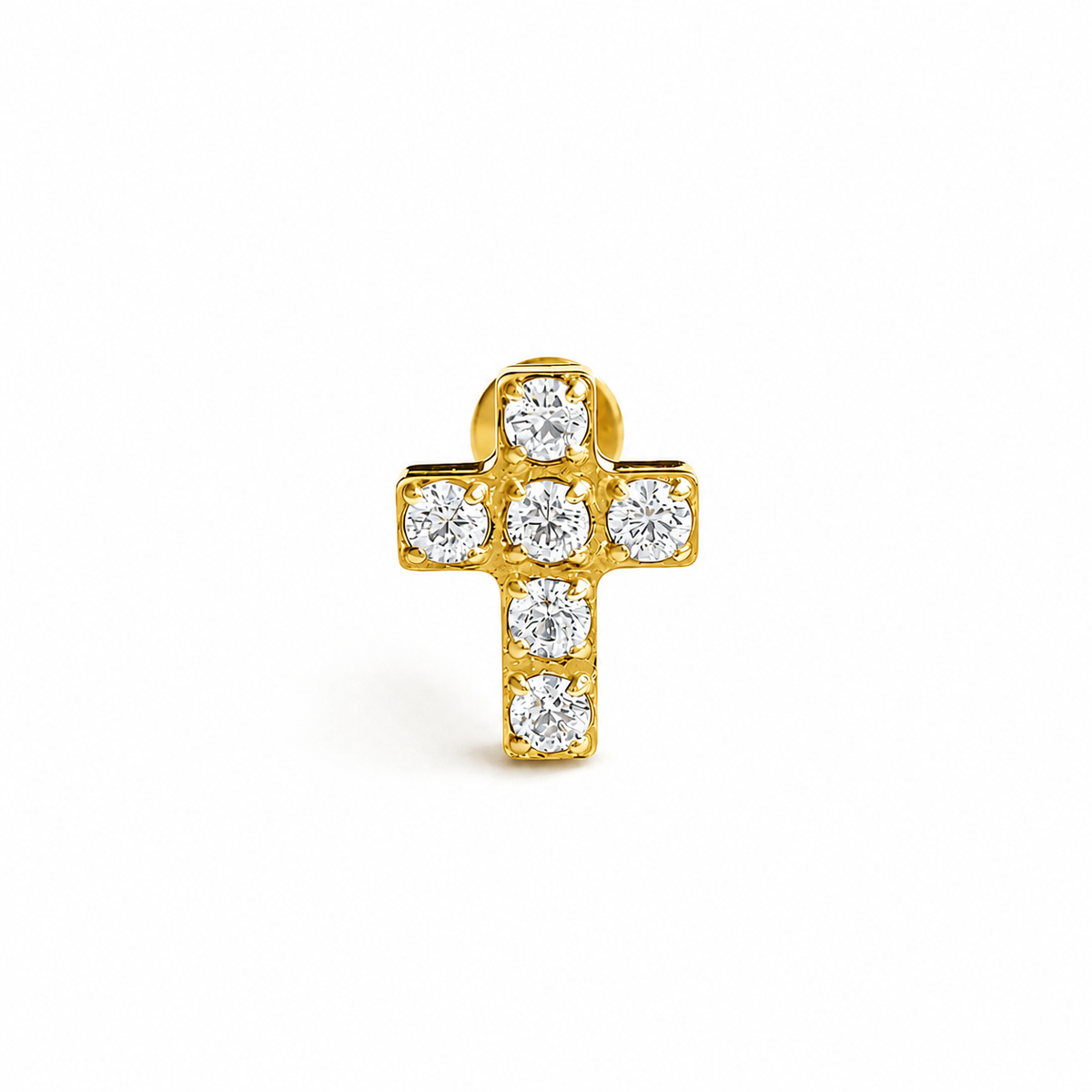 F136 Titanium CZ Cross Flat Back Stud