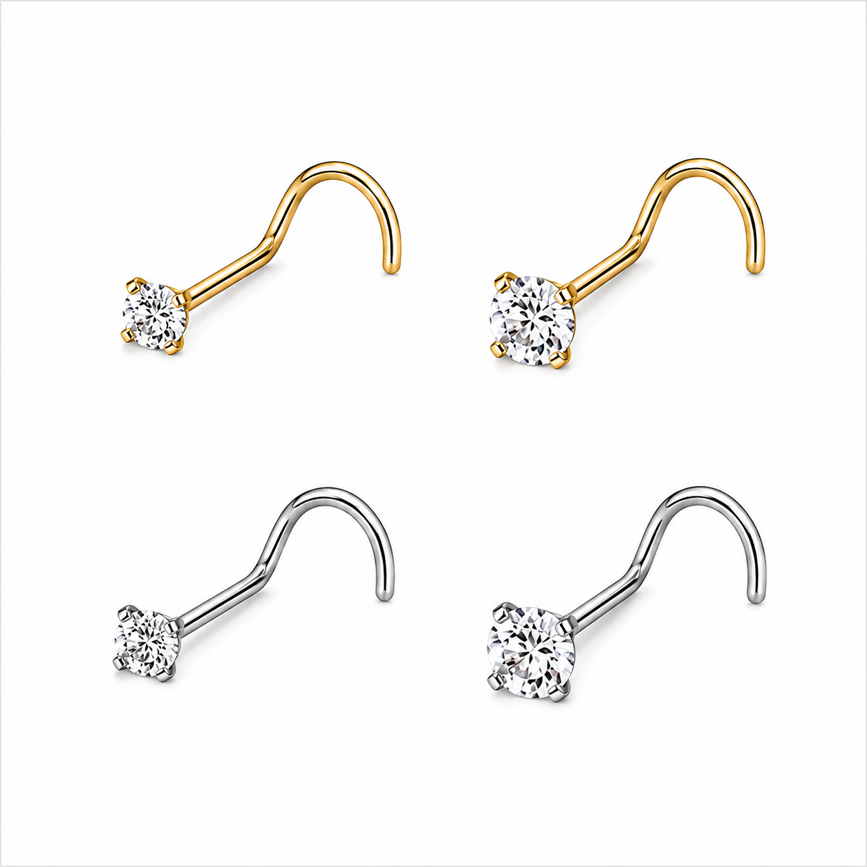 Screw Round CZ Nose Stud