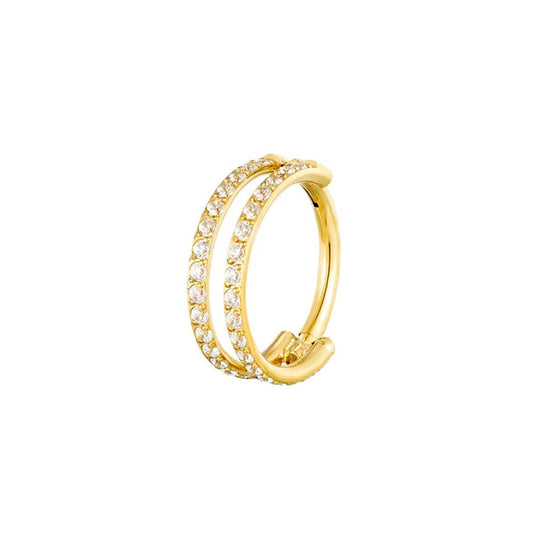 Double Row CZ Hinged Nose Hoop Ring – G23 Titanium