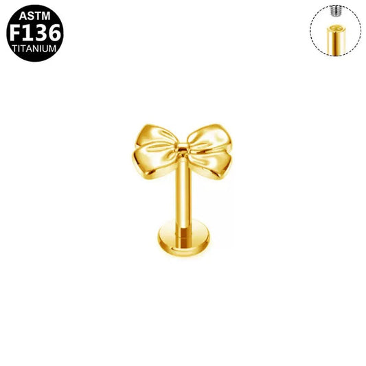 F136 Titanium Bow Flat Back Stud