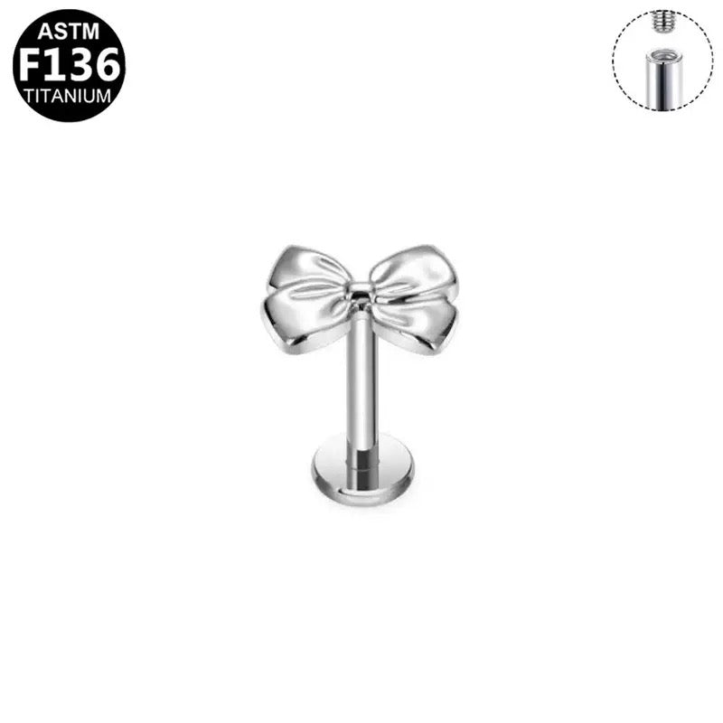 F136 Titanium Bow Flat Back Stud