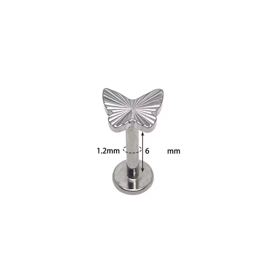 Titanium Butterfly Flat Back Stud
