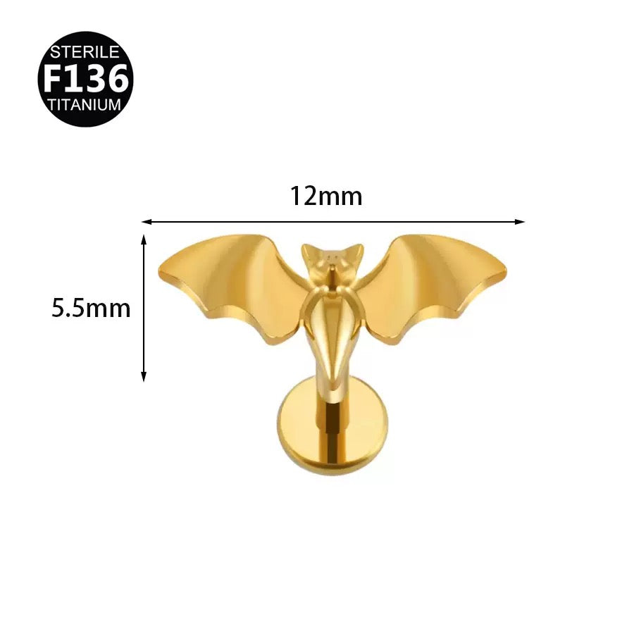 F136 Titanium Bat Flat Back Stud