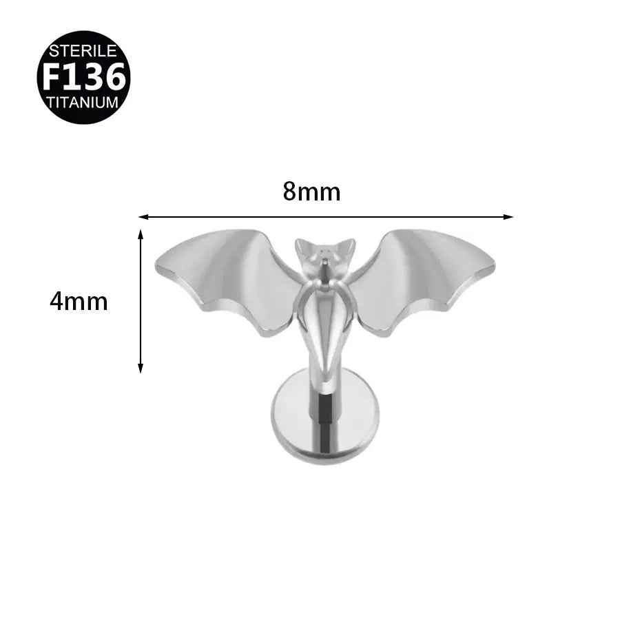F136 Titanium Bat Flat Back Stud