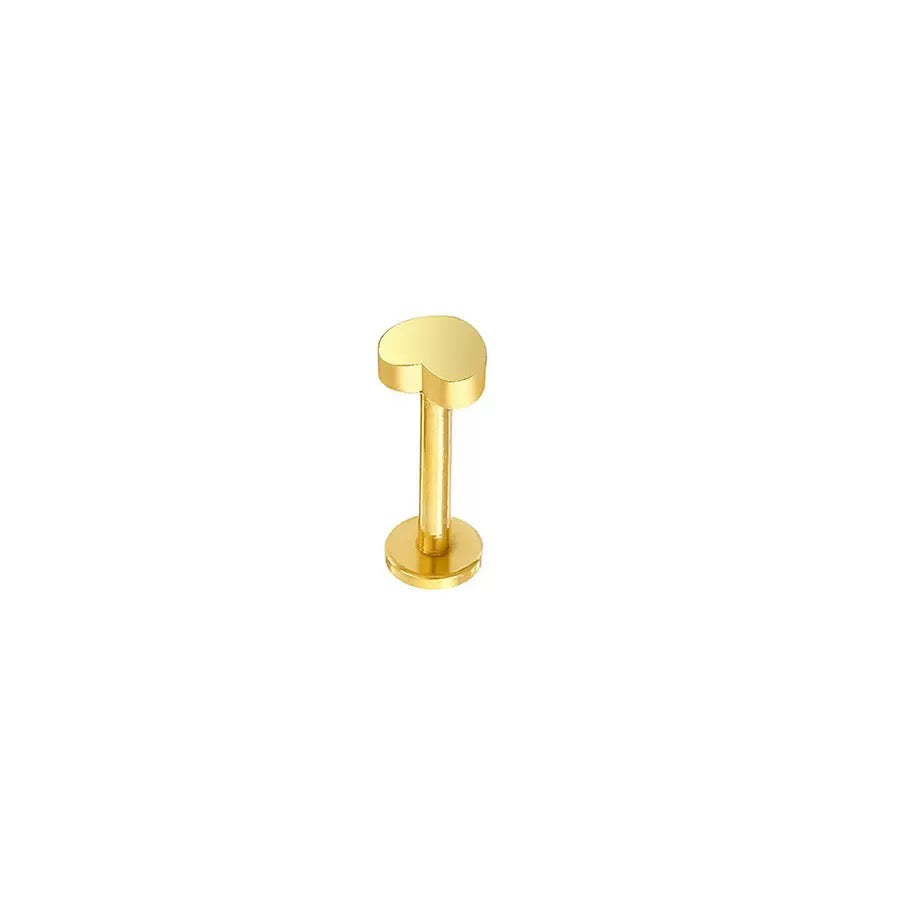 F136 Titanium Heart Flat Back Stud