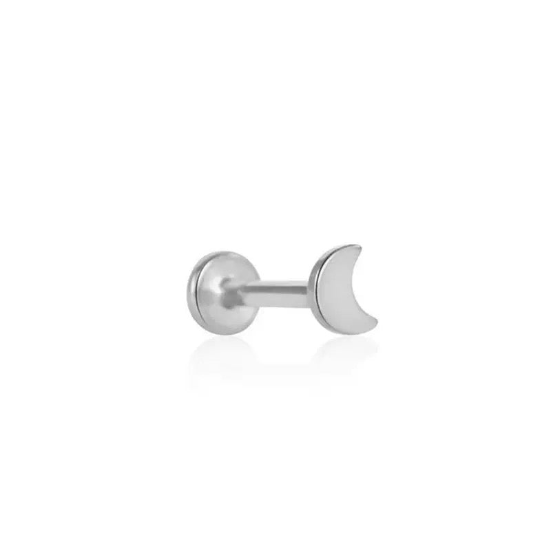 F136 Titanium Moon Flat Back Stud