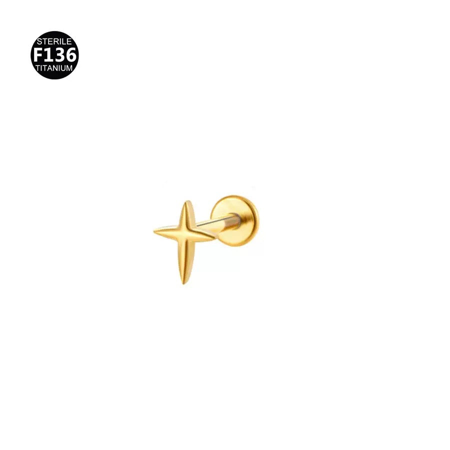 F136 Titanium North Star Flat Back Stud
