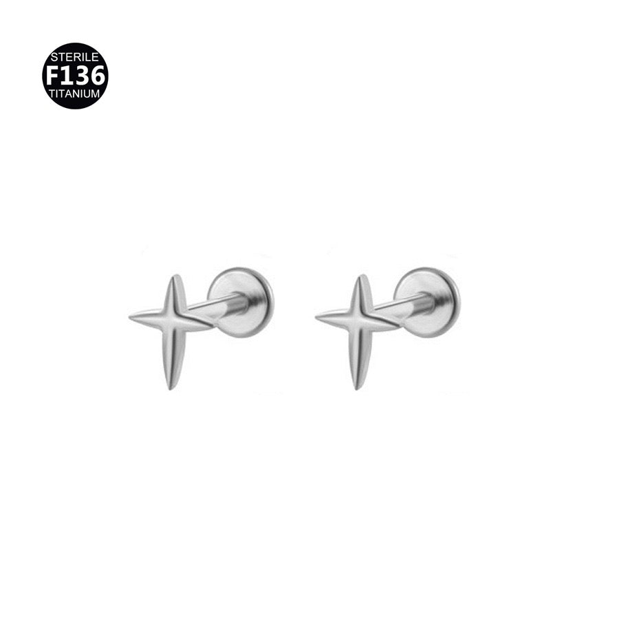F136 Titanium North Star Flat Back Stud