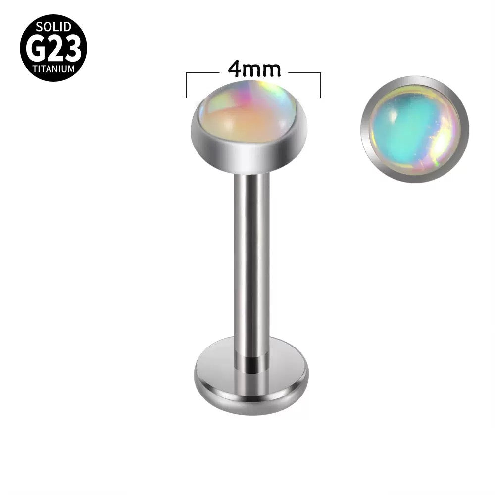 G23 Titanium Opal Flat Back Stud