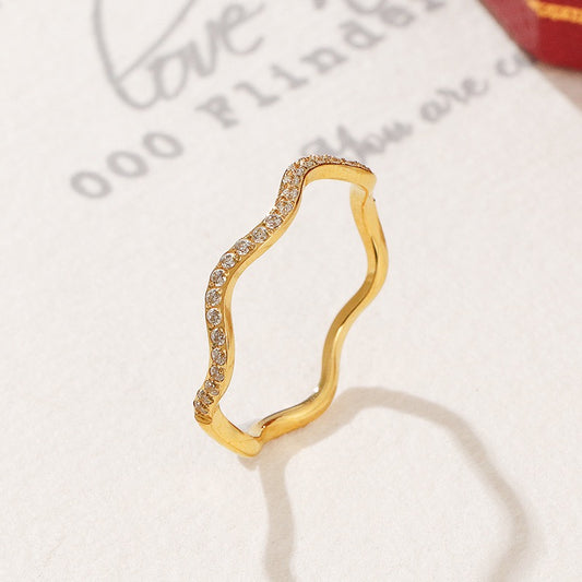Stainless Steel Wave CZ Ring
