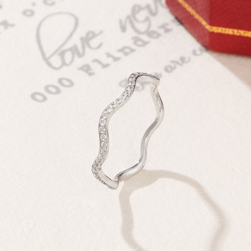 Stainless Steel Wave CZ Ring